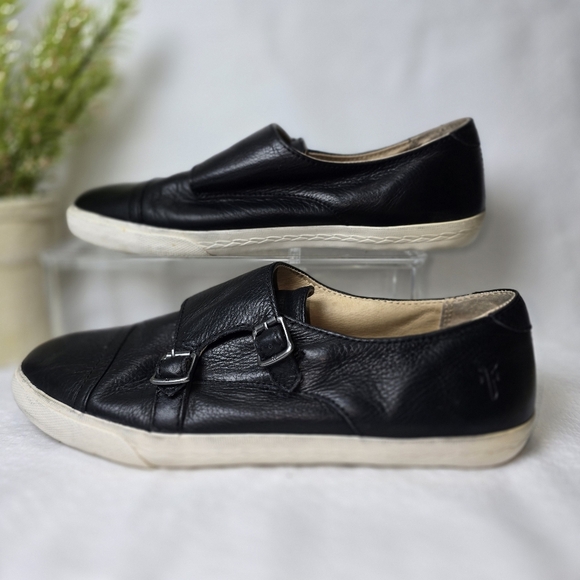 Frye Black and White Sneakers with Monk Strap Womens Size 7.5 - Picture 1 of 9